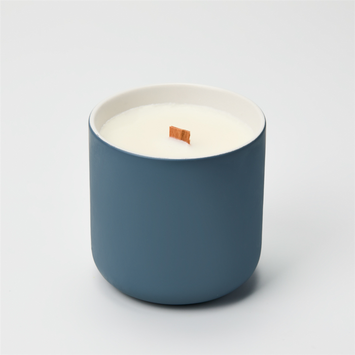 12 oz Teal Gray Ceramic Candle Jar