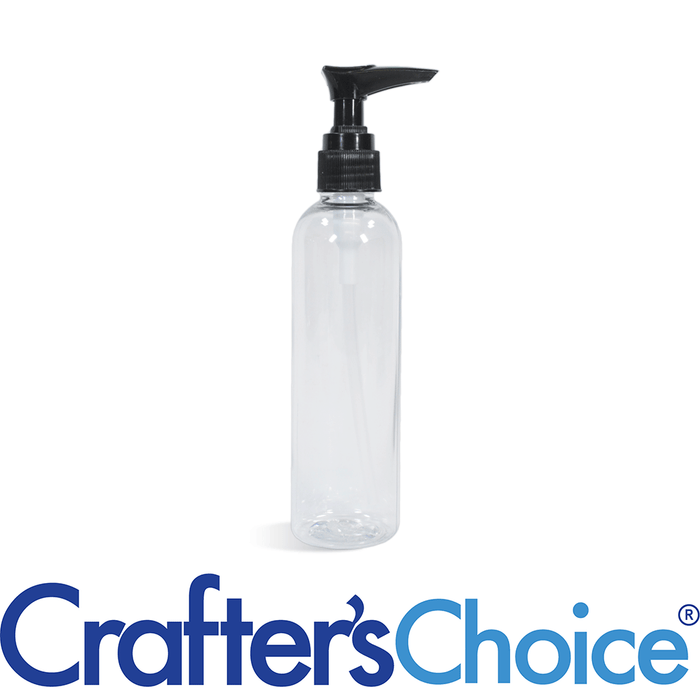 2 oz Clear Bullet w/ Black Ribbed Lotion Pump Set
