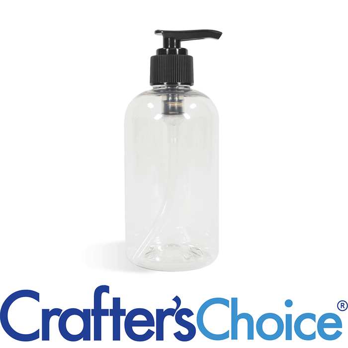 4 oz Clear Boston Round w/ Black Lotion Pump Set