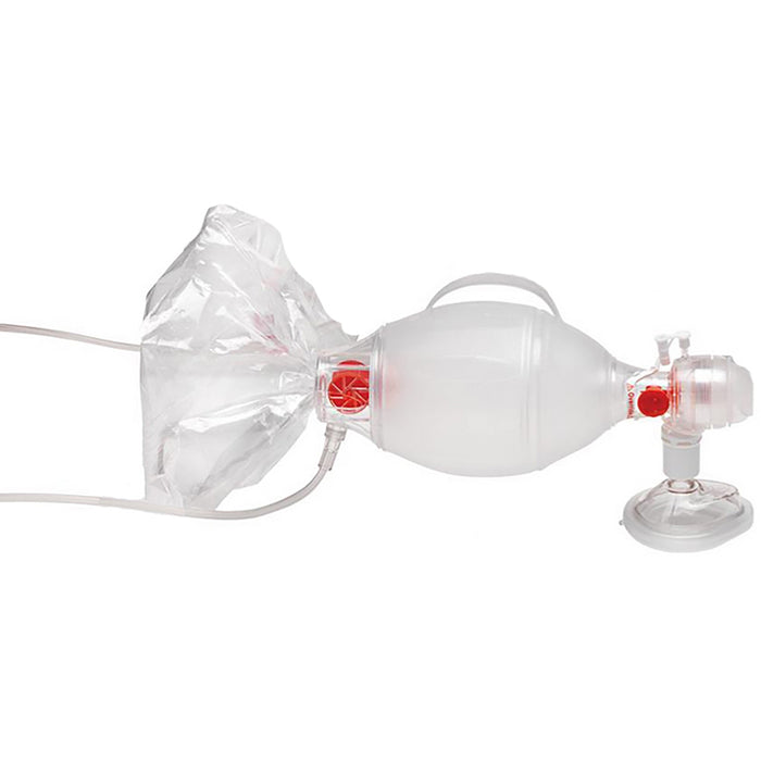 Ambu SPUR II Pediatric/Infant/Neonatal BVM, Side view.