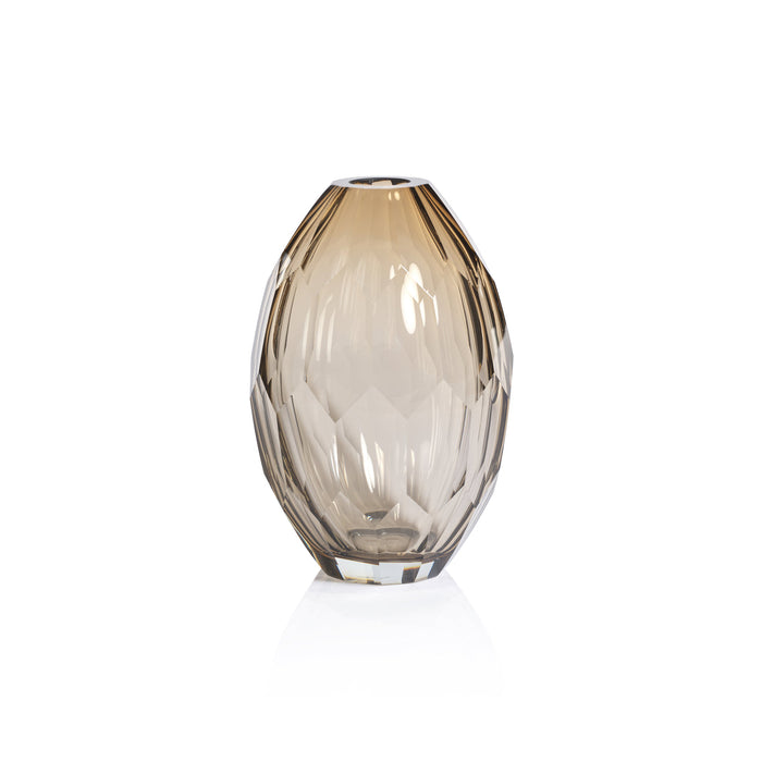 Andermatt Taupe Cut Glass Vase - Vases by Carlyle Avenue