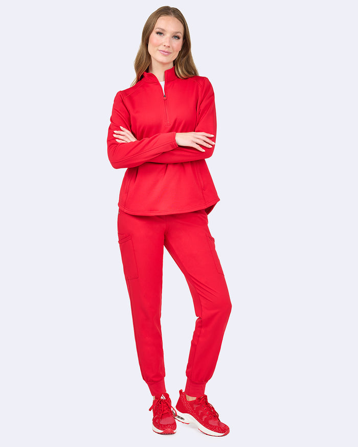 Ava Therese Half Zip Fleece Scrub Pull Over