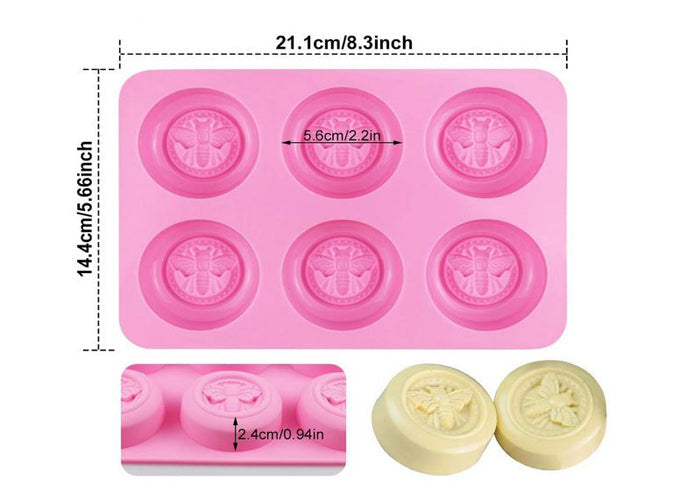 Bee Flying Round Mold - 6 Cavity