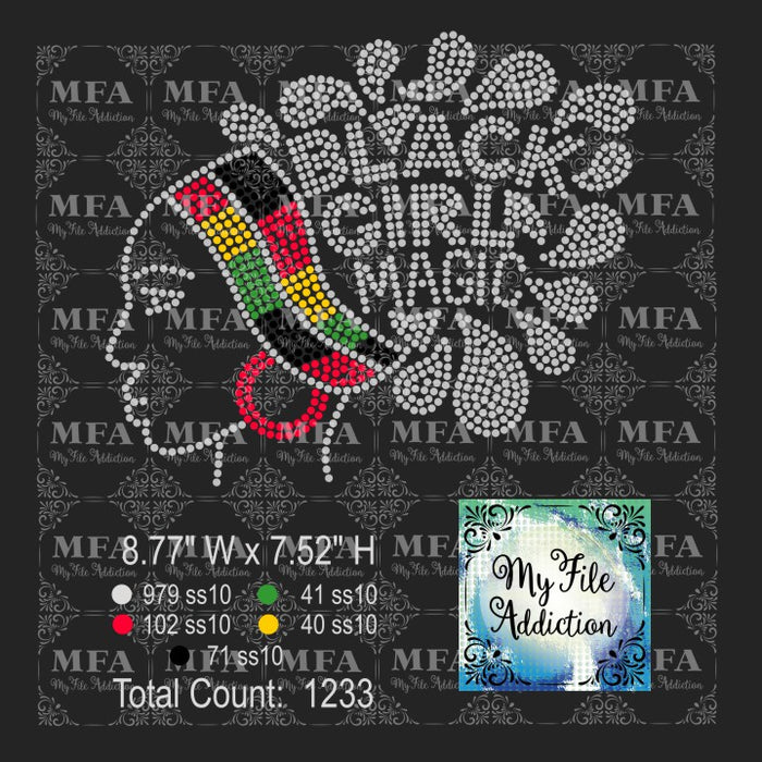 Black Girl Magic 3 Rhinestone Digital Download File - My File Addiction