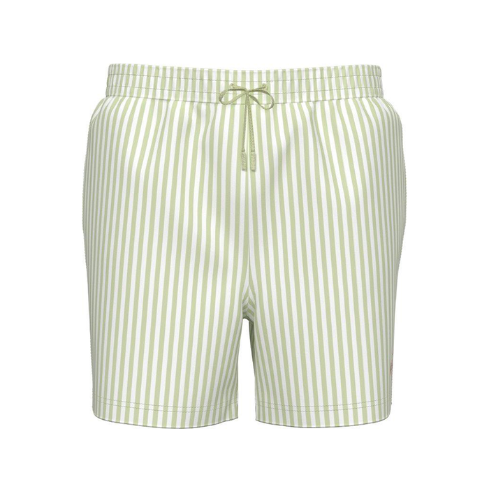 Calvin Klein Monogram Medium Drawstring Swim Shorts Penny Stripe/White Jade