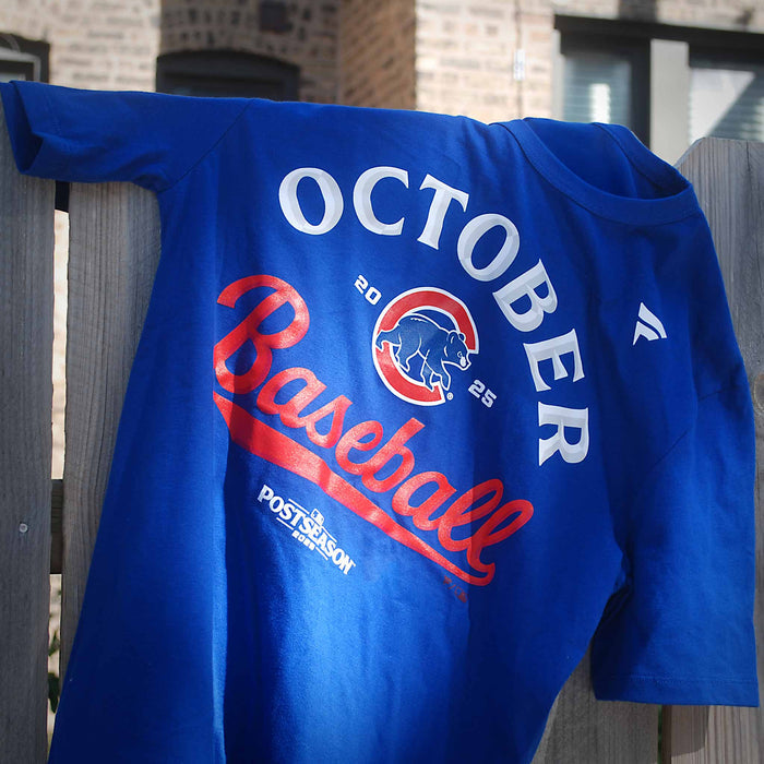 Chicago Cubs Fanatics 2025 Post Season Participant On Field Locker Room T-Shirt