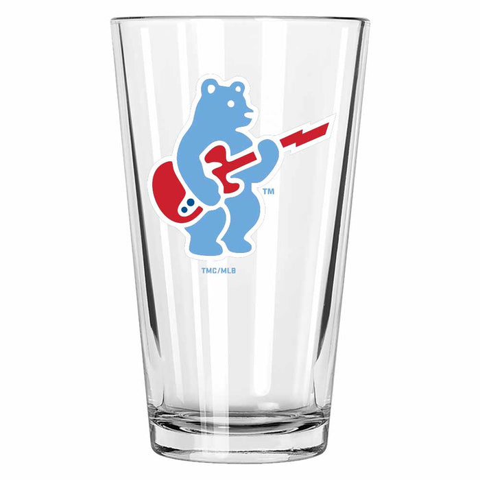 Chicago Cubs Rock Bear Logo 16oz. Clear Pint Glass