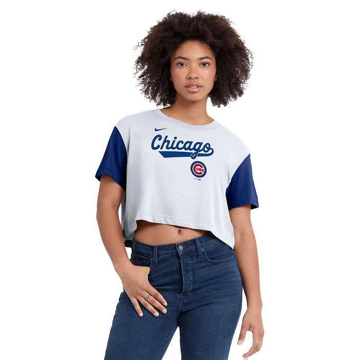 Chicago Cubs Nike Women’s Script Crop Top T-Shirt