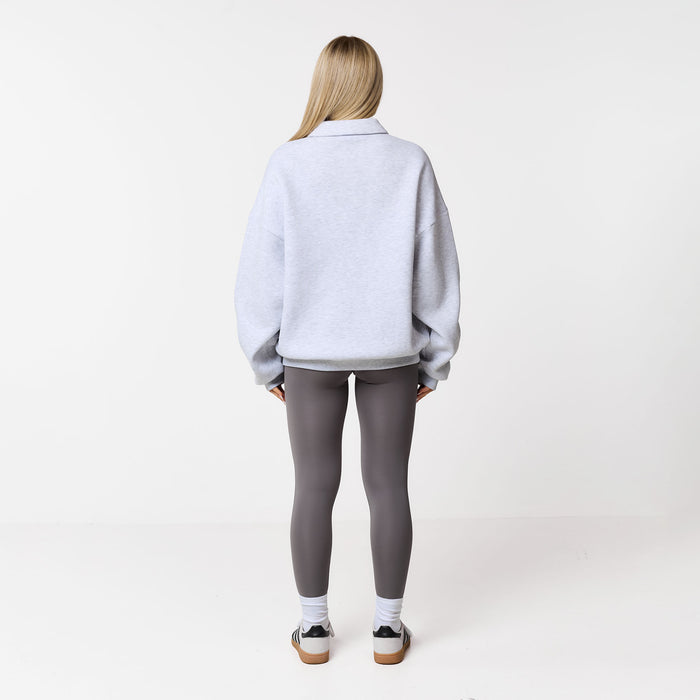 Collegiate Button Up Sweatshirt | Grey Marl