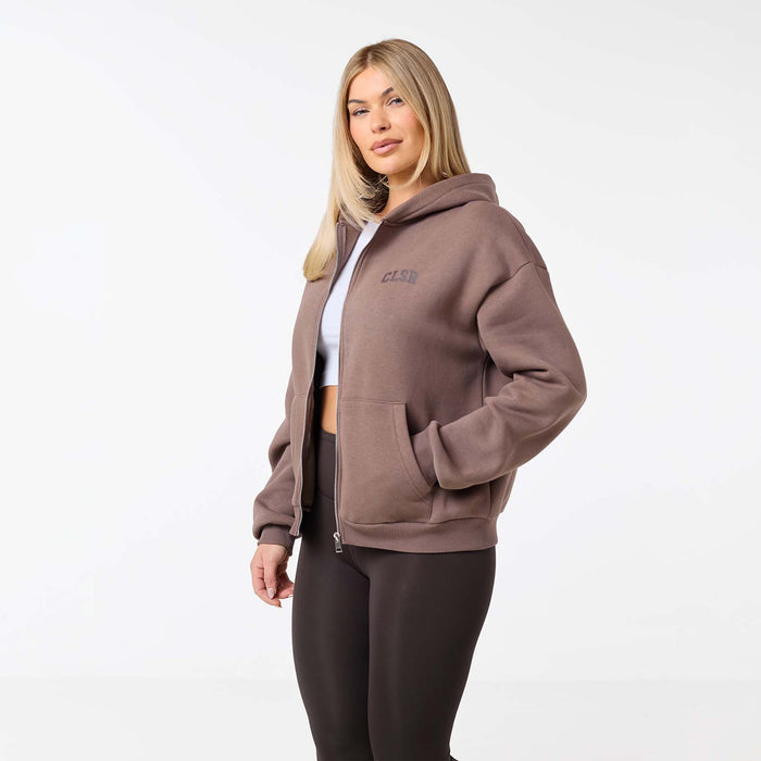 Collegiate Full Zip Hoodie | Mocha