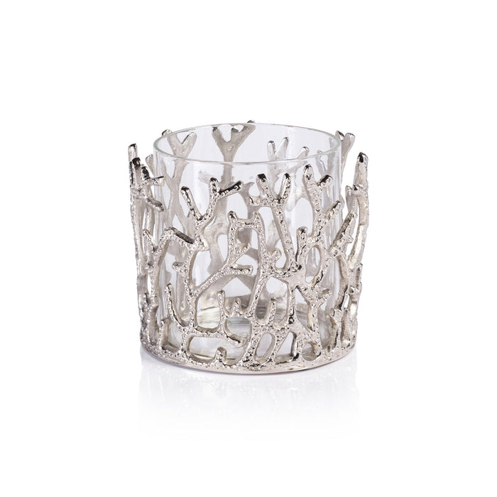 Coral Sea Brass Vase / Hurricane with Glass Insert - Candle Holders by Carlyle Avenue
