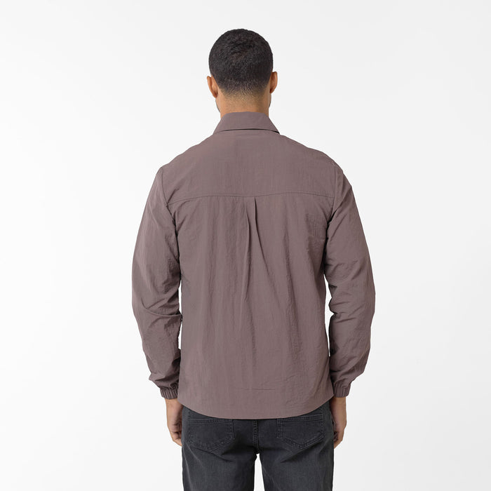 Crinkle Nylon Tech Overshirt | Brown