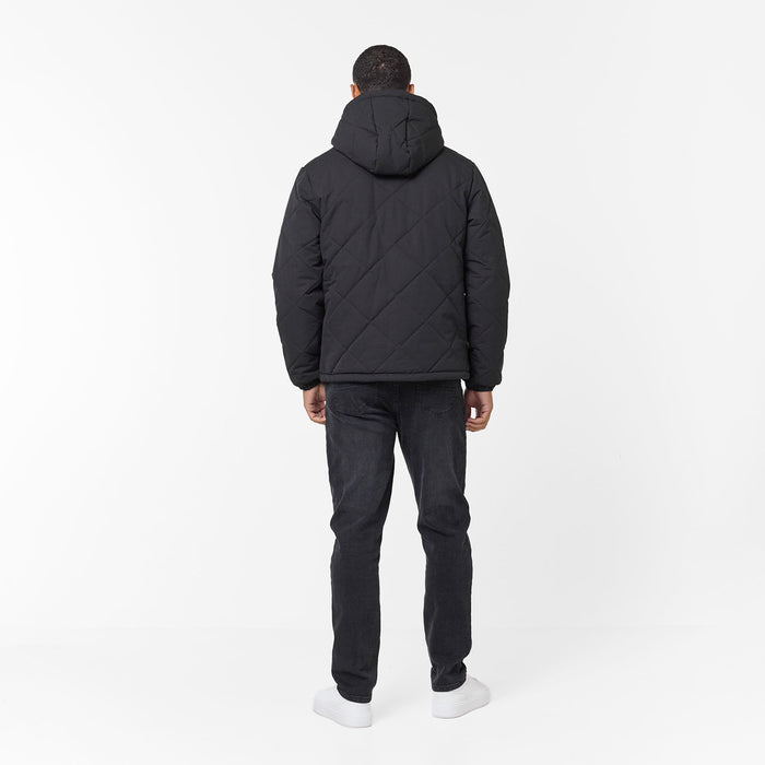 Diamond Quilted Pocket Puffer Jacket | Black
