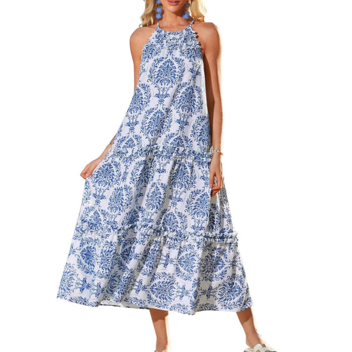 ELISA - Chic Boho Halter Tiered Maxi Dress