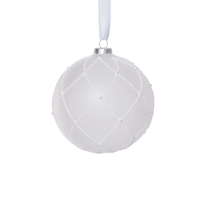 Frosted Glass Ball Ornament with White Glitter - Ornaments by Carlyle Avenue