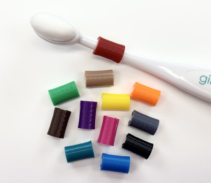 Gina K. Designs - Storage - Color CLIPS for Blending Brushes - Set of 12 CLIPS. Use these clips to help identify your Gina K Designs Blending Brushes. package includes 12 Color clips. Color Clip Colors: Red, Pink, Orange, Gray, Green, Black, Teal, Brown, Purple, Blue, Yellow, Tan. Works with both Gina K Designs Mini Blending Brushes and Regular Blending Brushes. Available at Embellish Away located in Bowmanville Ontario Canada.