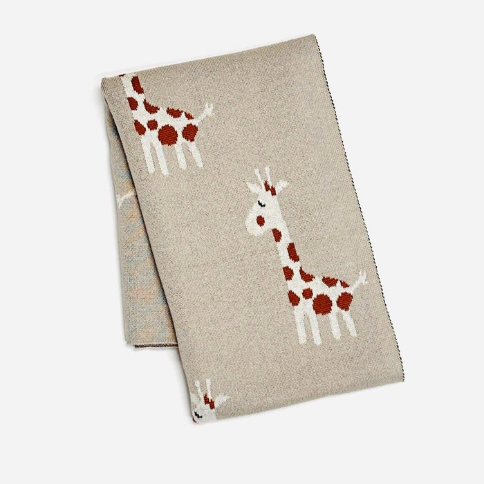 Giraffe - Organic Cotton Jacquard Sweater Knit Baby Blanket - by Carlyle Avenue