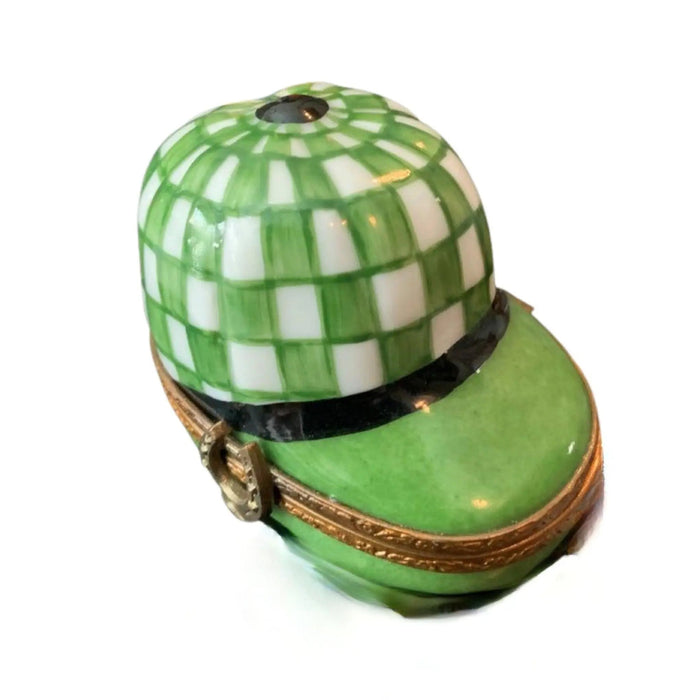 Green Limoges Derby Hat Porcelain Limoges hat sports French Trinket Box