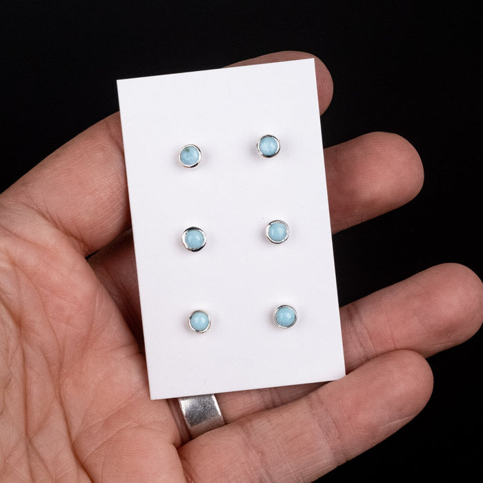 Larimar 4mm Earrings .925 Silver - InnerVision Crystals