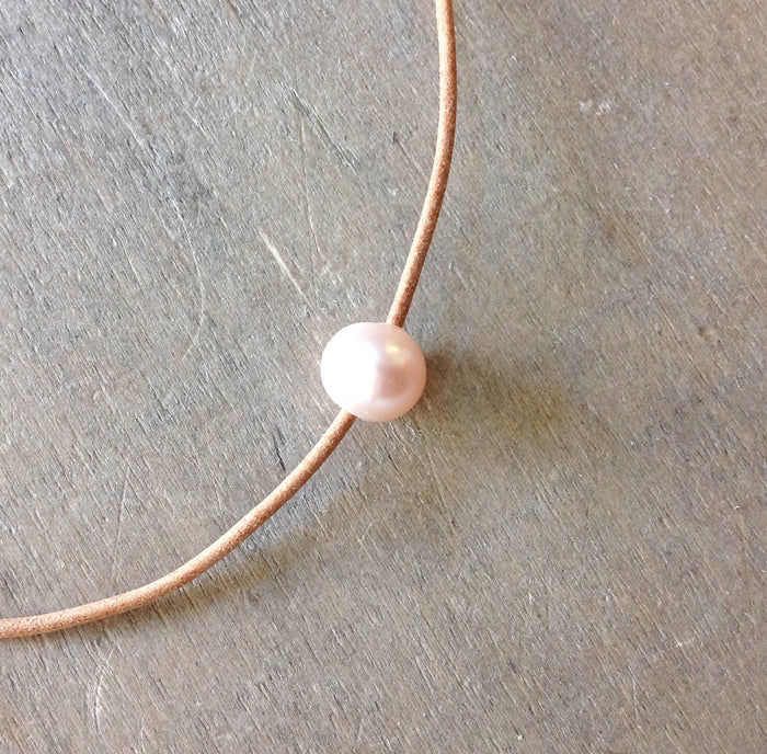 Leather Pearl Choker