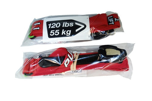 M2 Civilian Ratcheting Medical Tourniquet in red, rolled and packed in bags