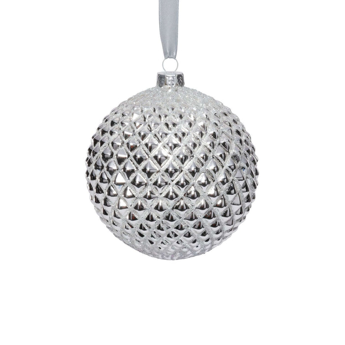 Metallic Glass Ball Ornament - Shiny Silver