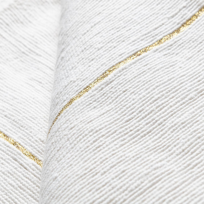 Moroccan Pom Pom Blanket - White & Gold - Benisouk