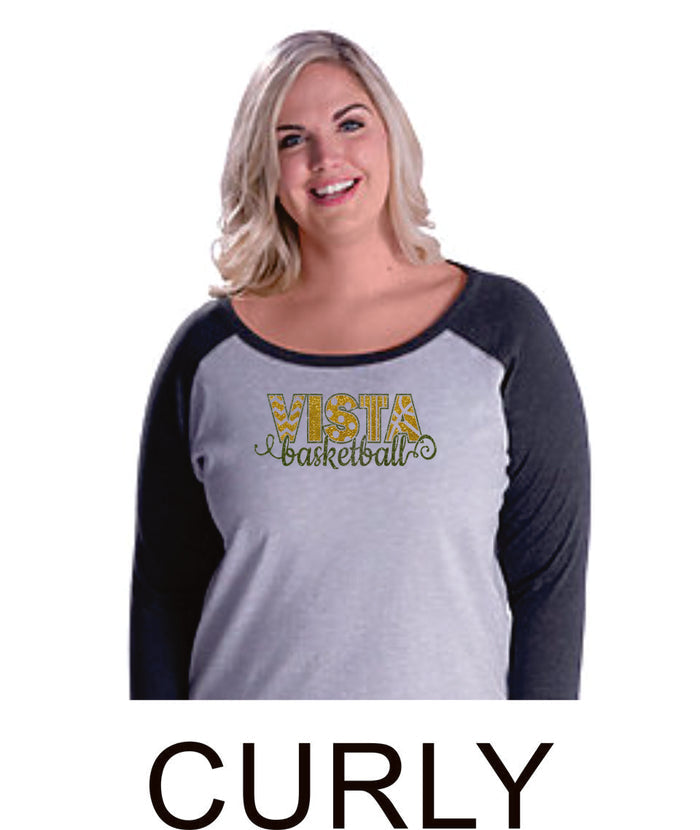 MVHS Basketball Curvy Lady Raglan- in 2 designs- Matte or Glitter