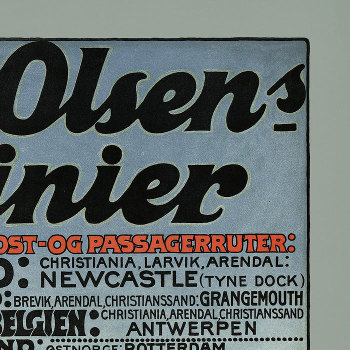 Norway Travel Poster: Fred. Olsens Linier by Peter Wilhelm Johannsen, 1912