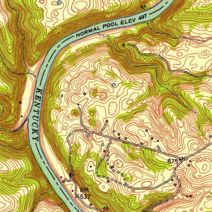Old Map of Harrodsburg, Kentucky by USGS, 1952 – Kentucky River & Salt River