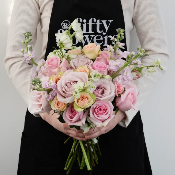 Pretty In Pink Flower Bouquet Apron - Image