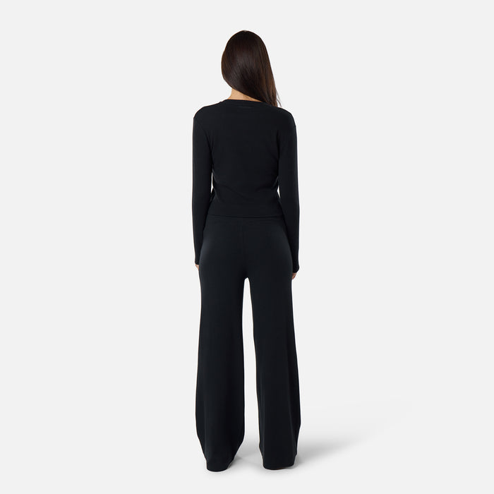 Ribbed Button Up Top | Black