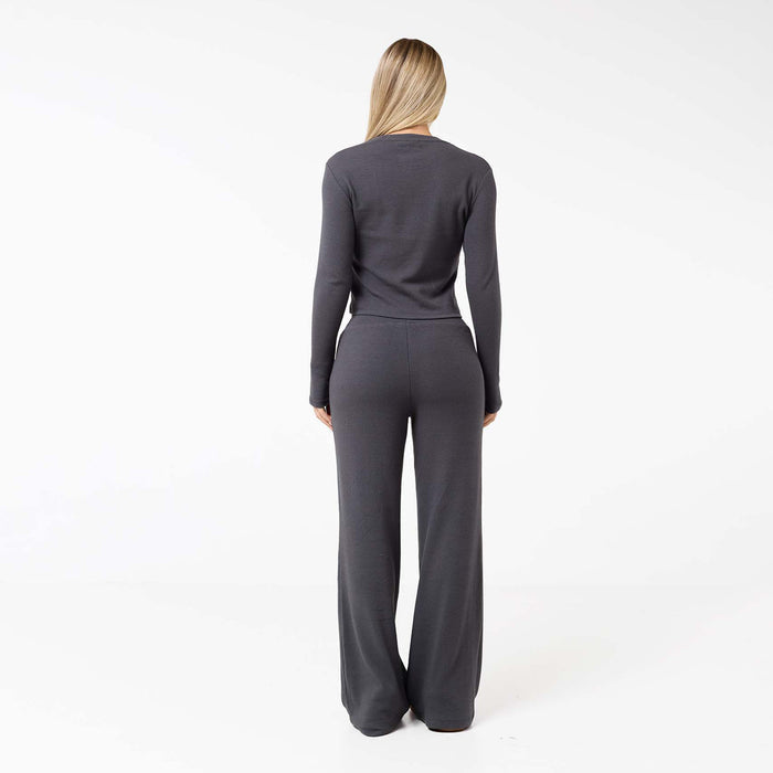 Ribbed Open Hem Set | Charcoal