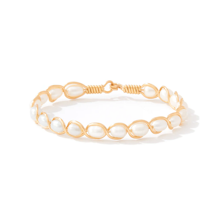 Ronaldo Natural Charm Gold/White Pearls Bracelet Bracelets in at Wrapsody