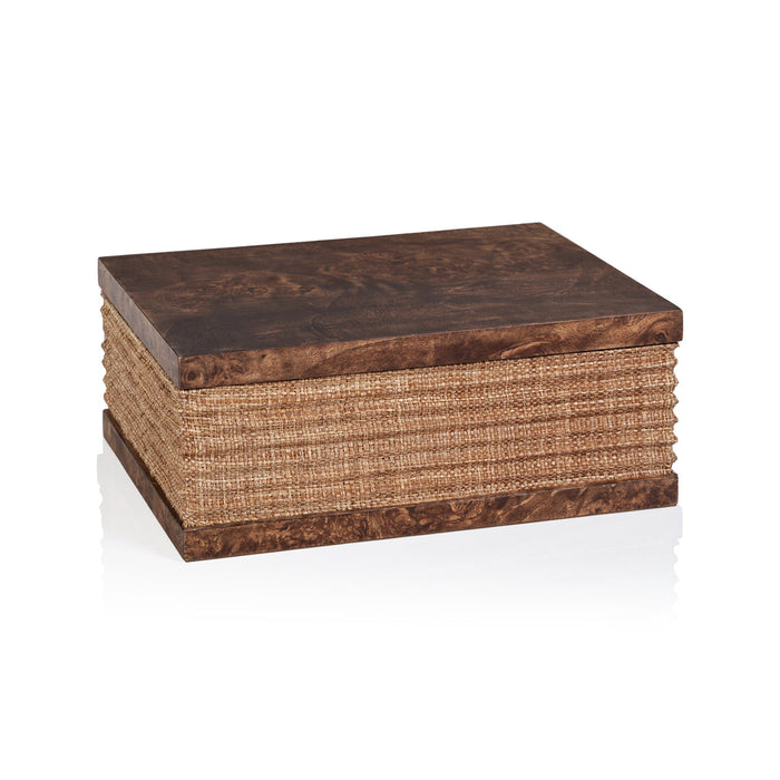 Rosso Burlwood and Raffia Box - Decorative Accessories by Carlyle Avenue