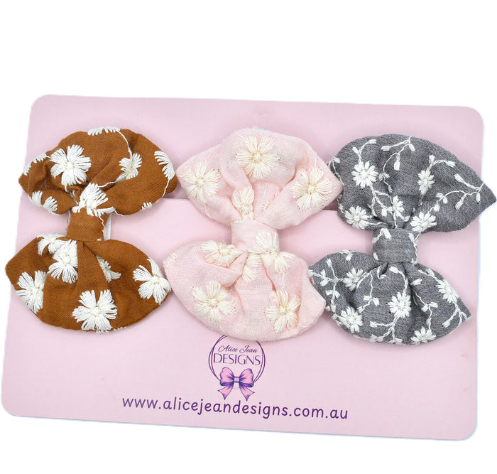 Set of 3 fabric hair bows