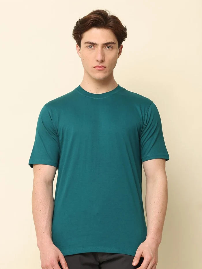 Silisoul Green Regular Fit Pure Cotton Short Sleeves T-Shirt