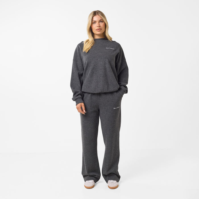 Soft Knit Wide Leg Pant I Charcoal