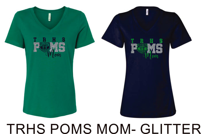 Thunder Ridge POMS MOM Ladies V-Neck Tee