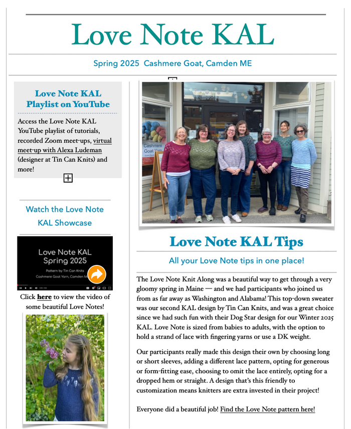 Tips from the Love Note Knit Along— FREE with purchase!