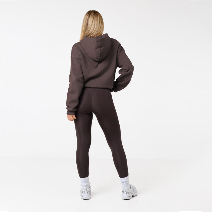 Tonal Core Logo Zip Hoodie | Dark Coffee