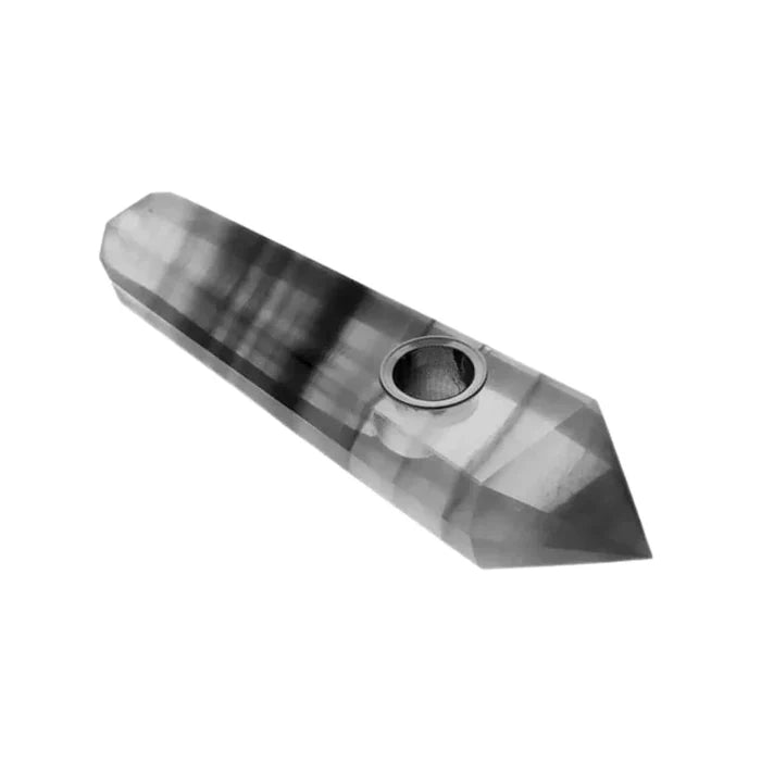 A close-up of the Valiant Crystal Pipe-Obsidian, showing the sleek, dark glass design in a slightly angled view.