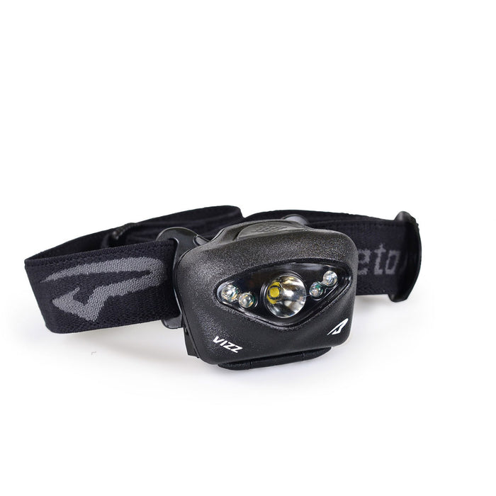 VIZZ Tactical MPLS Headlamp, Black, Front view.