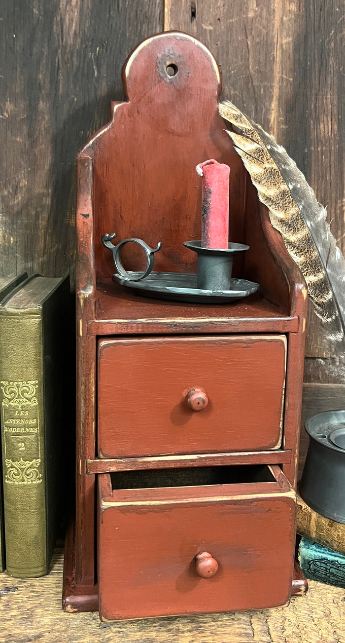 WD-10 Two Drawer Candle Shelf - Aged Red