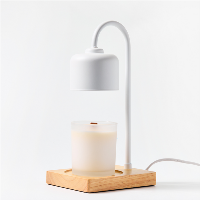 White & Wood Arched Candle Warmer Lamp