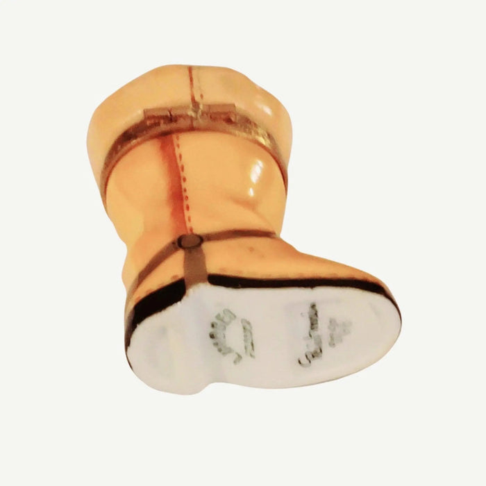 Yellow Cowboy Boot Limoges Box Porcelain Limoges shoes farm animals French Trinket Box