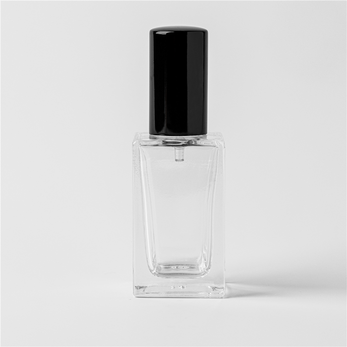 0.54 oz Clear Glass Perfume Bottle with Black Spray Top