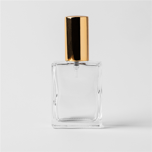 0.57 oz Clear Glass Perfume Bottle with Gold Spray Top