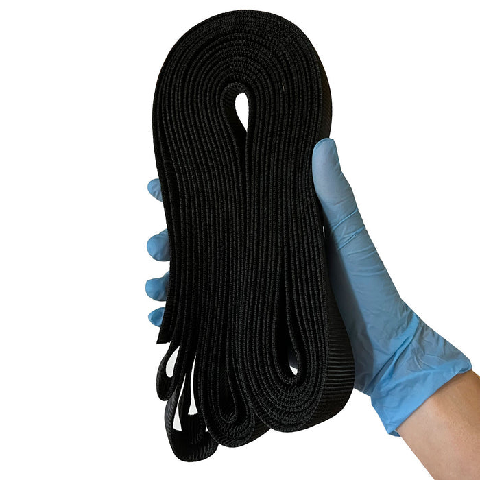 Black Tubular Nylon Webbing, folded in hand