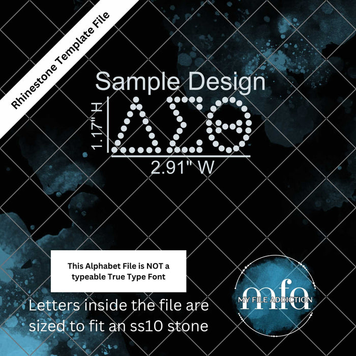 1.17 Inch Greek Letters Rhinestone Template File